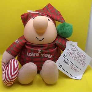 Ziggy “I love you” Christmas plaid tidings 1991 doll Vintage 6”